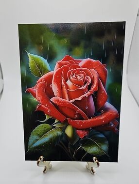 5x7 Red Rose Flower Floral Art Print‎